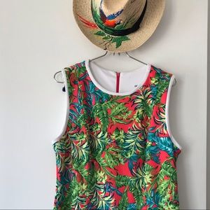 Beautiful unique stretch knit Caribbean style dress in floral (white trim).!